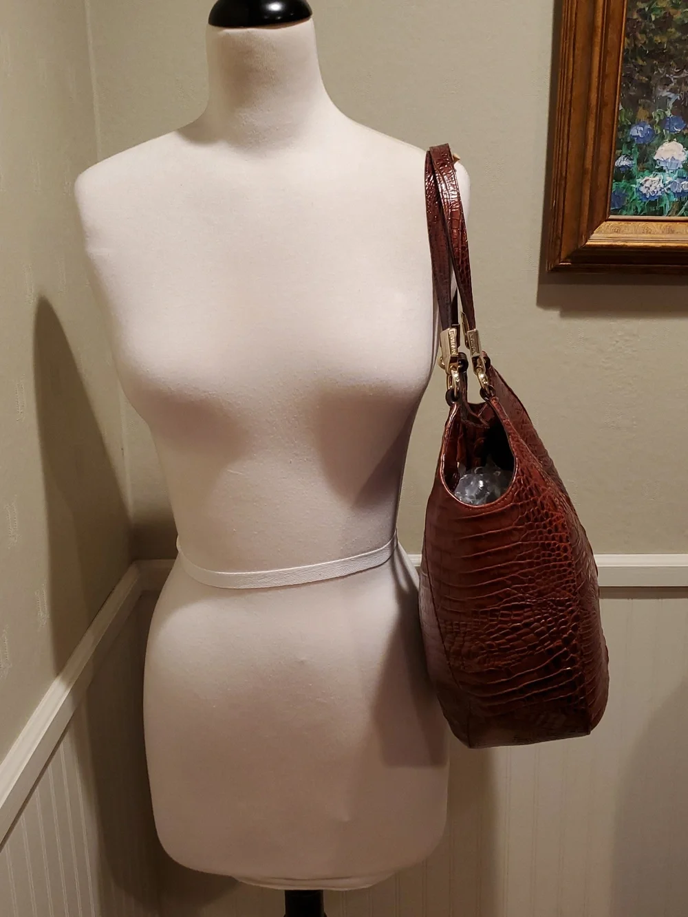 Like NEW Brahmin Marianna Alzette Croc Shoulder Tote - Picture 3 of 14